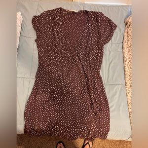 Women’s brown polka dot wrap dress, size xl, euc